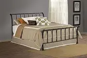 Hillsdale Furniture 1671BKR Janis Metal Sleigh Bed Set with Rails, King, Textured Black