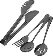 HEALLILY Stainless Steel Fork Spoon Tong Set Party Dinnerware Kitchen Utensil Kit Western Tableware