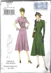 Vogue Sewing Pattern 9127, Retro 1939 Dress, Sizes 14 - 22, New