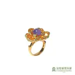 【FUBIBAODING JEWELER 富璧寶鼎珠寶】冰種紫羅蘭蛋面翡翠鑲花戒指(冰種翡翠 A貨 玉戒 國際圍#12)