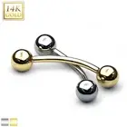 14K Gold Basic Curve Barbell Eyebrow Ring Lip Rook Daith Snug Piercing 16G