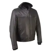 Milwaukee Leather MLM1523 Men's 'Scoundrel' Black Leather Biker Jacket w/ Hoodie