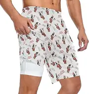 [ZZXXB] Christmas French Bulldog Athletic Shorts for Men with Pockets 2 in 1 Quick Dry Running Shorts S-3XL