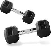 Hex Dumbbell Set, 1-20 KG Rubber Encased Exercise & Fitness Dumbbells, Cast Iron Hex Black Dumbbell Weights Dumbbells Set of 2, Hand Weight for Strength Training