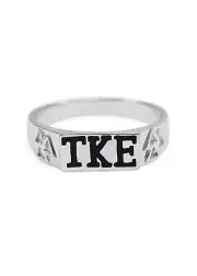 Tau Kappa Epsilon Sterling Silver Ring with Black letters