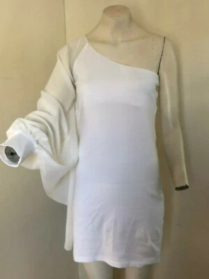 SUPER! BNWT!! White One Shoulder Floaty Tunic / Dress - From AX Paris Size UK12