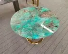Handmade Amazonite Green Marble Coffee Table Top – Polished Luxury Crystal Slab