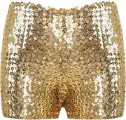 [TiaoBug] Girls Sparkly Sequin Hip Hop Jazz Dance Shorts Gymnastics Sports Shorts Hot Pants Tumbling Dancewear
