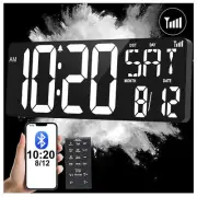 17.2" Digital Wall Clock with Remote Control, Bluetooth Sync Time LED Digital...