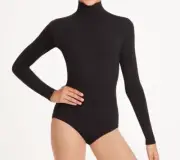 NEW Danskin Girl's Small 6X-7 Black TurtleNeck Long Sleeve Leotard 2909