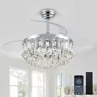 Illus LED Dimmable Crystal Chandelier Fan Fandelier Ceiling Fan with Light an...