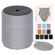 Macrame Cord 4mm x 240 Yards 3 Strands Twisted Cotton Rope Gray