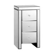 NNEED Bedside Table 3 Drawers Mirrored Nightstand