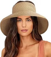 [INOGIH] Womens Sun-Visors Wide Brim Roll-up UPF 50+ Straw-Sun-Hat Foldable Packable
