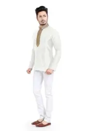 Art Silk Kurta Short Pajama set for Men-White