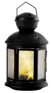 Holiday Living Metal Battery Operated Black Lantern, Star Shaped LEDs, Must See