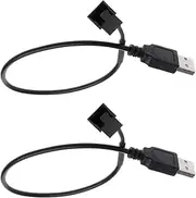 Tunghey 2 Pack USB Sleeved Fan Power Adapter Cable, USB to 3 Pin / 4 Pin PWM Case Fan Connector Cable (30cm)