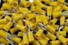 10-12 GAUGE VINYL LOCKING SPADE 8 CONNECTOR 100 PK YELLOW CRIMP TERMINAL YVLST8
