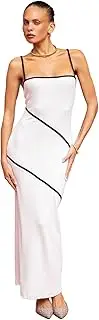[Heychic] Women's Ribbed Knit Bodycon Maxi Dress – Adjustable Straps, Stretch Fit