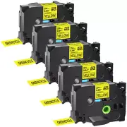 5PK 1" Compatible with Brother TZ-651 TZe-651 Black on Yellow Label Tape P-Touch