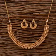 Indian Pakistani Matte Gold Plated/southindian Gold Plated Necklace Earrings Set