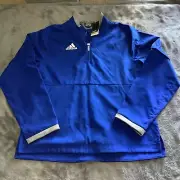 Adidas Mens XS Fielders Choice 1/4 Zip Jacket Blue Removable Sleeves