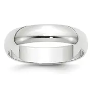 Solid 14K White Gold 5mm Light Weight Half Round Men's/Women's Wedding Band Ring Size 10