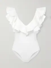 [Maygel Coronel] Maygel Coronel - + Net Sustain Santa Ruffled Swimsuit - White - Extended Extended White