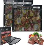 Large BBQ Mesh Grill Bags Set 2 Reusable Non-Stick Net for Black