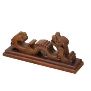 Wenge Samurai Sword Holder Stand Katana Tanto Wakizashi Table Rack Dragon Carved