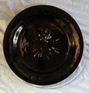 Vtg Crate&Barrel Black Carnivalle Millefiori Glass Round Platter Bowl Italy 16"