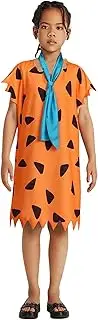 Halloween Fred Flintstones Costume for Kids Caveman Orange Funny Simple Outfit