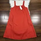 Eileen Fisher Women's Size Small Flame Orange Organic Linen Cami Midi Dress