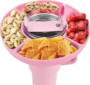 Snack Bowl for 40 oz Tumbler with Handle, Silicone Snack Tray, 4 Compartment Snack Container Cups Snack Platter, Reusable Snack Ring for Cute Water Bottle Accessories (Pink)