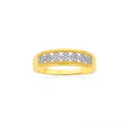 9ct Gold Diamond Seven Cluster Band