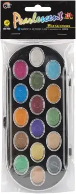 Yasutomo Pearlescent Watercolor Paint Cakes 16/Pkg-Assorted Colors (3Pk)