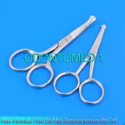 2pc Combo Set 4.5" Straight + Curved Mustache Nose Hair Scissors w/ Safety Tips