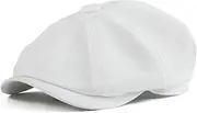 [JANGOUL] Kids Boys Cotton Newsboy Cap 8 Panel Beret Cabbie Hat for Toddler, White, 12-24 Months