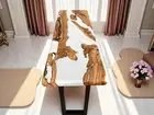 40"x15" White Epoxy Resin Console Bar Table Top Housewarming Furniture Home Deco