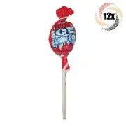 12x Pops Charms Cherry Ice Flavor Bubble Gum Filled Blow Pops Lollipop - .65oz
