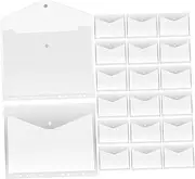 WEKAMOS 20Pcs Clear Binder Pockets Expandable Document Storage Envelopes with Design for Easy Organization at School and Office Snap Button Closure for Secure Storage