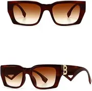 [HCHES] Luxury White Rectangle Sunglasses Women Big Frame Metal B Side Female Eyeglasses Travel Driving Square Sun Glasses