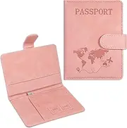 [SynHHergyx] Passport Holder for Travel Women PU Leather Travel Passport Holder Pink with Magnetic Buckle Passport Wallet, Passport Book, Passport Covers for Women and Men Travel Must Haves Accessories