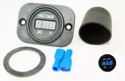 Waterproof w/ Boot 12V-24V Blue DC Digital Display Round Voltmeter Volt Meter