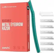 ZOMCHI Eyebrow Razor, Face Razors for Women&Men, Eyebrow Trimmer Shaper with Precision Cover, Facial Shaver with 6 Blades (Green)