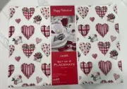Colordrift White Red Pink Hearts Decorative Placemat Set 8pc Table Mats 13x18in