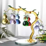 Crystal Glass 7-Color Gourd Bonsai Tree Ornaments Fruit Gift Holiday Home Decor