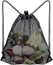 Mesh Drawstring Bag, Heavy Duty Drawstring Backpack Black Mesh Bags Sports Cinch Sack Multi Functional Mesh Equipment Bag for Swimming, Beach, Diving, Travel, Gym, Camping, Training, Shopping, Sport, Yoga (1PC)