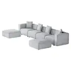 Artiss Sofa Lounge Set 6 Seater Modular Chaise Chair Suite Couch Fabric Grey
