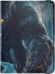 [Amooorous] Blue Cool Flame Gorilla Leather decorative waterproof passport holder for travel Travel Documents Organizer Protector Travel Passport Wallet Lightweight, Blue cool Flame Gorilla, 1 size
